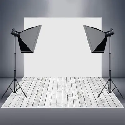White Thin Wooden Board Baby Photos Floor Mat - Aperturee