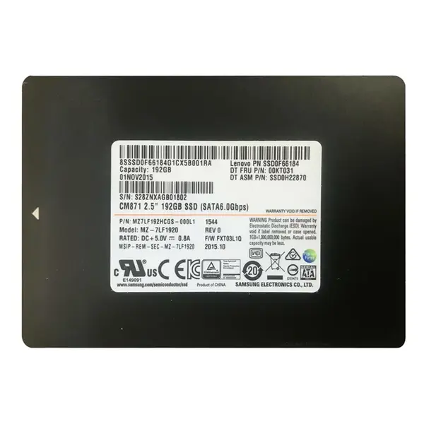 00KT031 Lenovo 192GB Triple-Level Cell SATA 6Gb/s 2.5-Inch Solid State Drive
