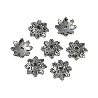 8-Petal Tibetan Style Alloy Flower Bead Caps