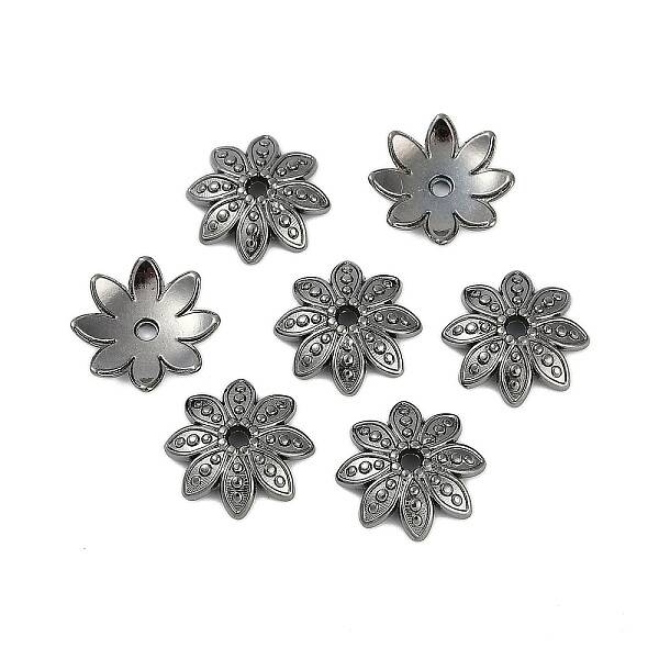 8-Petal Tibetan Style Alloy Flower Bead Caps