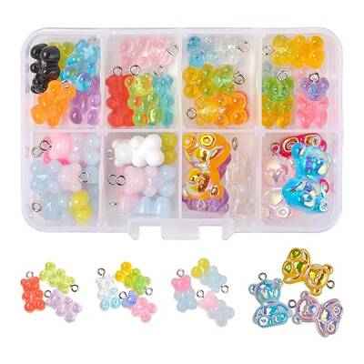 36Pcs 4 Style Transparent & Opaque Resin Pendants