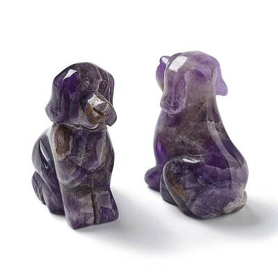 Natural Amethyst Carved Healing Dog Figurines