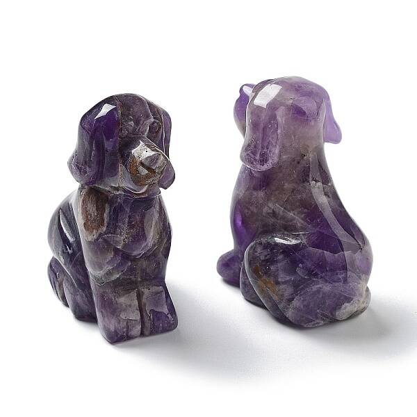 Natural Amethyst Carved Healing Dog Figurines