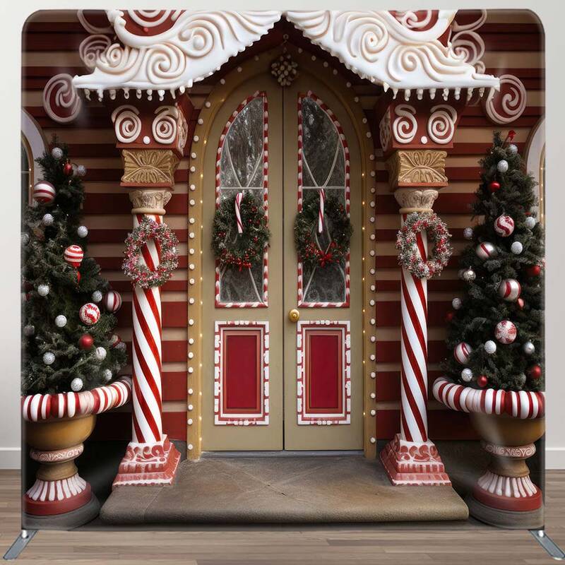 Aperturee Candy Shop Christmas Party Square Tension Backdrop | Xmas Backdrop | Christmas Photoshoot Backgrounds | Christmas B...