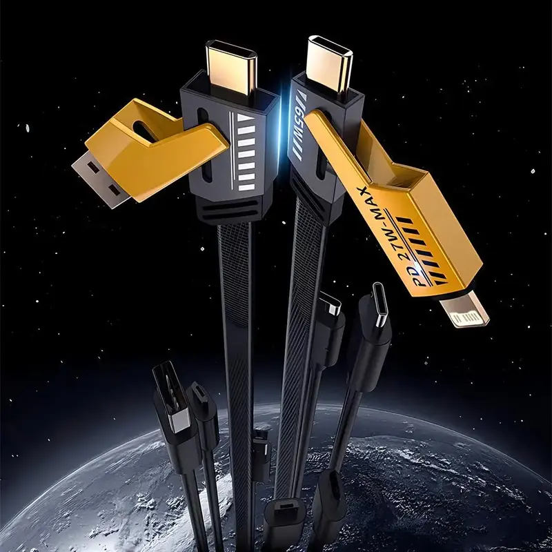 4 in 1 Charging Cable, Multifunctional PD Fast Charging Cable, Mobile Phone Charging Cable for iPhone 15 14 13 Samsung S23 Xi...