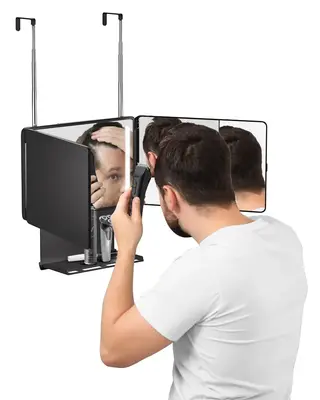 Umitec Adjustable LED Light 3 Way Mirror, Portable Trifold Mirror for Shaving, Grooming, Hair Styling, Dye Hair, Makeup, Brai...