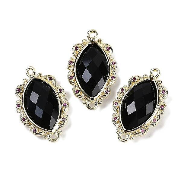 Natural Obsidian Faceted Horse Eye Links