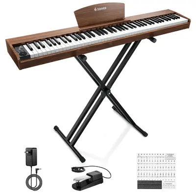 Donner DEP-1S Beginner Digital Piano Kit - Antique Brown / Piano