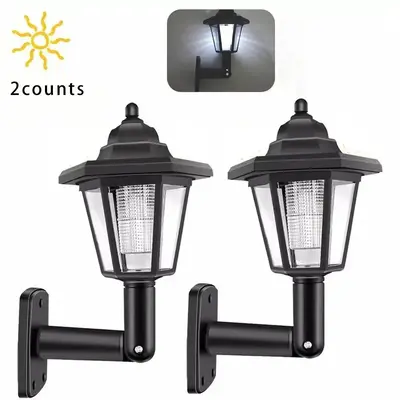 Solar Outdoor Light, 2 Counts Vintage Wall Lantern Shaped Outdoor Waterproof Solar Walkway Light, Outdoor Solar Light for Gar...