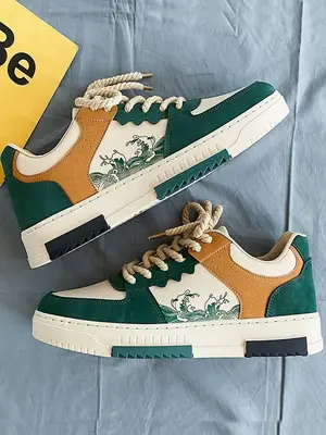 Men's Fashionable Casual Lace up Low Top Athletic Skate Shoes, Lightweight Breathable Comfort Sports Running Shoes for Daily ...