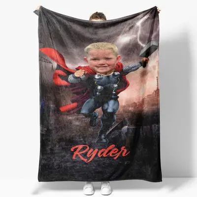 Lightning Rain Thunder Hero City Custom Photo Blanket - Lofaris