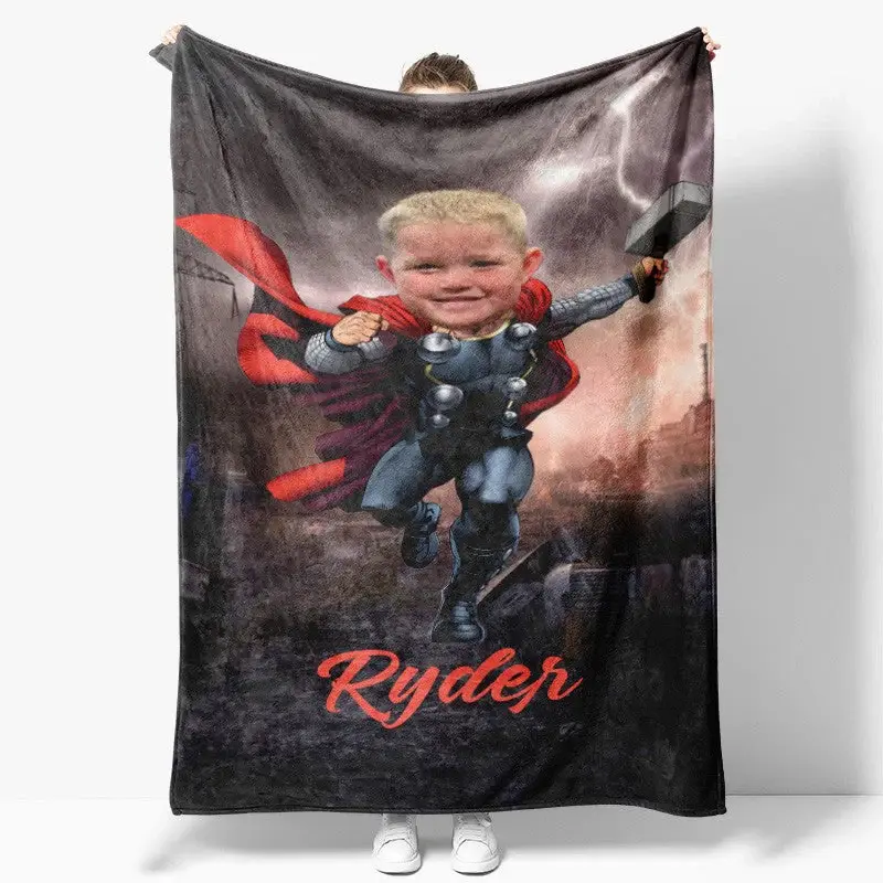 Lightning Rain Thunder Hero City Custom Photo Blanket - Lofaris