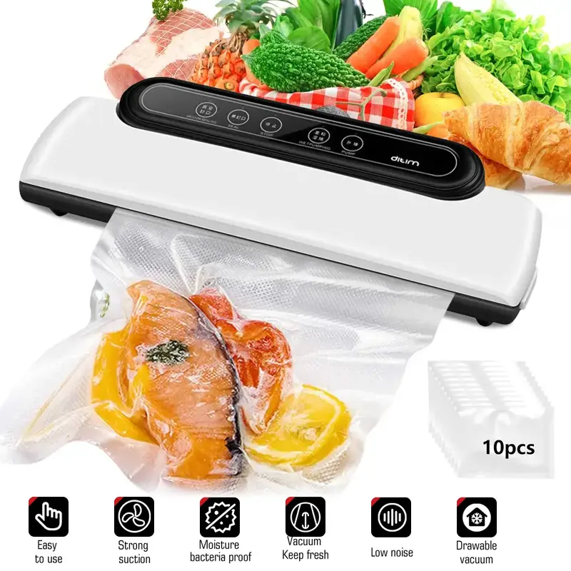 Vacuum Sealer Machine Seal a Meal Food Saver System with Free Bags, Professional Design, Compact Size, 10 Bags Included, 65 k...