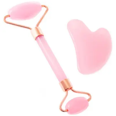Stone gua sha pink massager face massage set