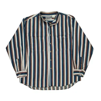 Collarless Cactus Striped Shirt - XL Multicoloured Cotton
