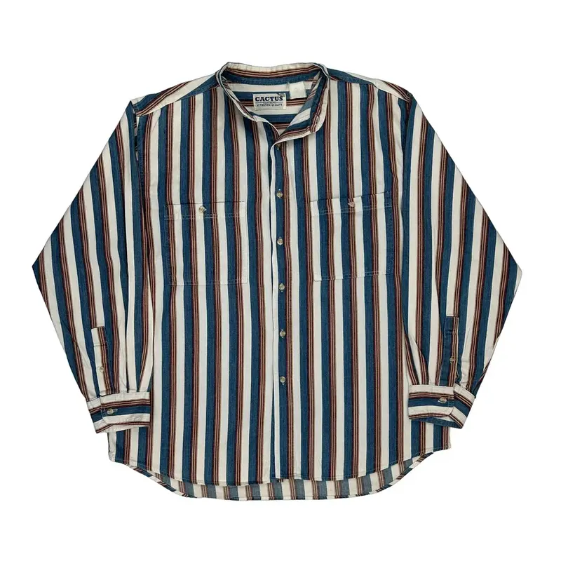 Collarless Cactus Striped Shirt - XL Multicoloured Cotton