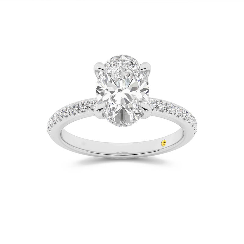 Aurelia Half Coverage Hidden Halo Oval Lab Grown Diamond Engagement Ring | 18K White Gold 2 7/8 CT. TW.