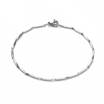 Tarnish Resistant Unisex 201 Stainless Steel Bar Link Chain Bracelets