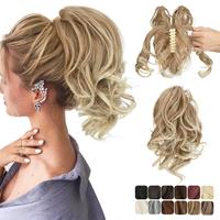 Premium Synthetic Diy Claw Clip In Ponytail Extensions Hairpiece Hair Bun Fake Blonde Natural Hair False Pigtail for Women Mu...
