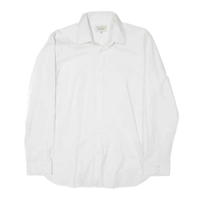 TED BAKER Endurance Patterned Shirt White Long Sleeve Mens L