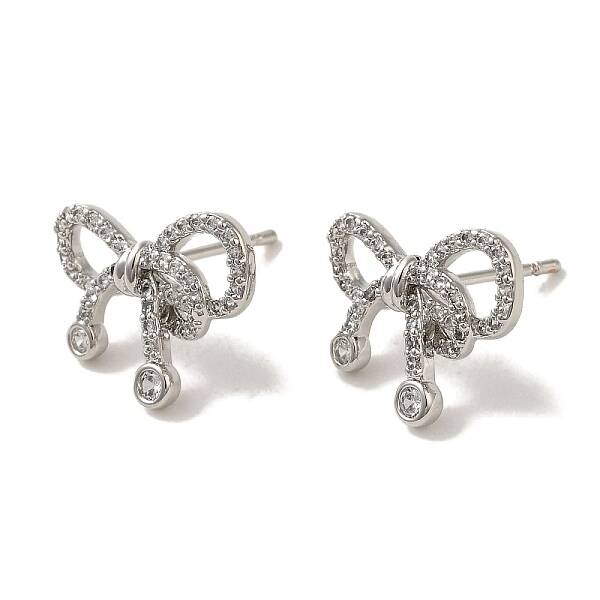 Rack Plating Brass Micro Pave Cubic Zirconia Studs Earrings