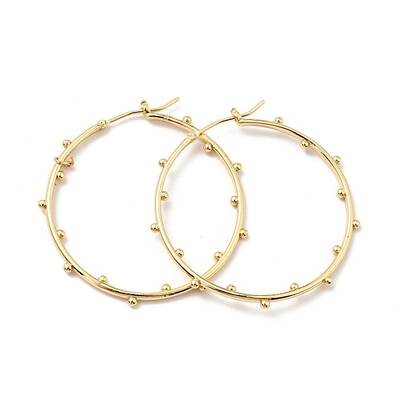 Brass Beaded Big Hoop Earrings for Women