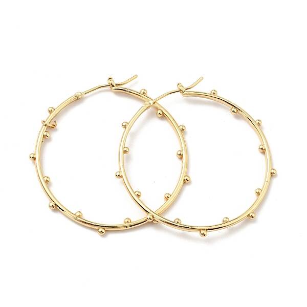 Brass Beaded Big Hoop Earrings for Women