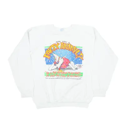 ALORE Party Animal Sweatshirt Cream 90s Mens XL