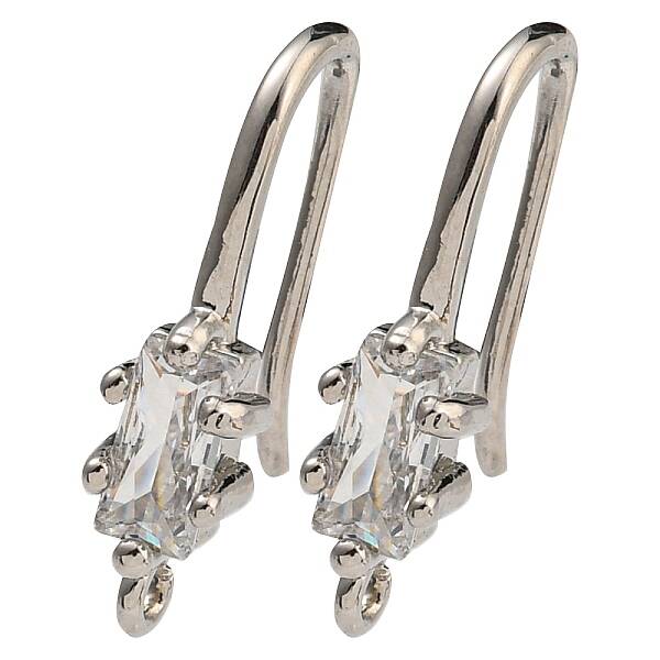 Brass Pave Clear Cubic Zirconia Earring Hooks