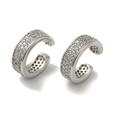 Rack Plating Brass Micro Pave Cubic Zirconia Cuff Earrings
