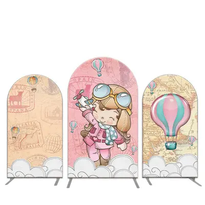 Aperturee Girl Aviator Hot Air Balloon Travel Arch Backdrop Kit | Diy Chiara Backdrop Cover | Diy Arch Backdrop Cover | Chiar...