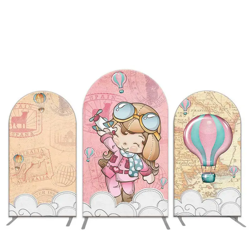 Aperturee Girl Aviator Hot Air Balloon Travel Arch Backdrop Kit | Diy Chiara Backdrop Cover | Diy Arch Backdrop Cover | Chiar...