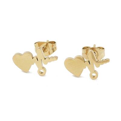 Heartbeat Ion Plating(IP) 304 Stainless Steel Stud Earring Findings