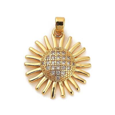 Brass Micro Pave Clear Cubic Zirconia Pendants