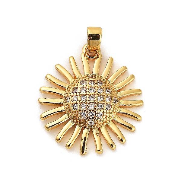 Brass Micro Pave Clear Cubic Zirconia Pendants