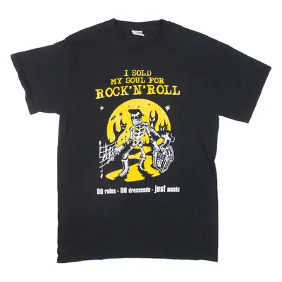 FRUIT OF THE LOOM Rock 'n' Roll Mens Band T-Shirt Black Crew Neck M