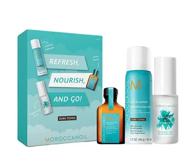 Moroccanoil Refresh, Nourish, and Go! (Dark Tones) set for dark hair for women 3 pcs