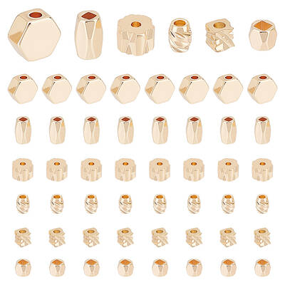 60Pcs 6 Styles Brass Spacer Beads