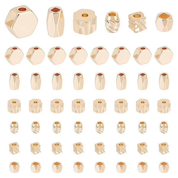 60Pcs 6 Styles Brass Spacer Beads