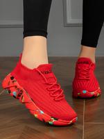 Women's Fashionable Lace Up Workout Sneakers, Casual Comfortable Breathable Sports Running Shoes, Female All-match Round Toe ...