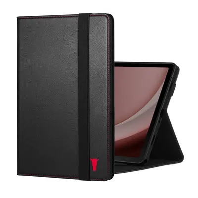 Samsung Galaxy Tab A9 Plus Leather Case - Black with Red Detail