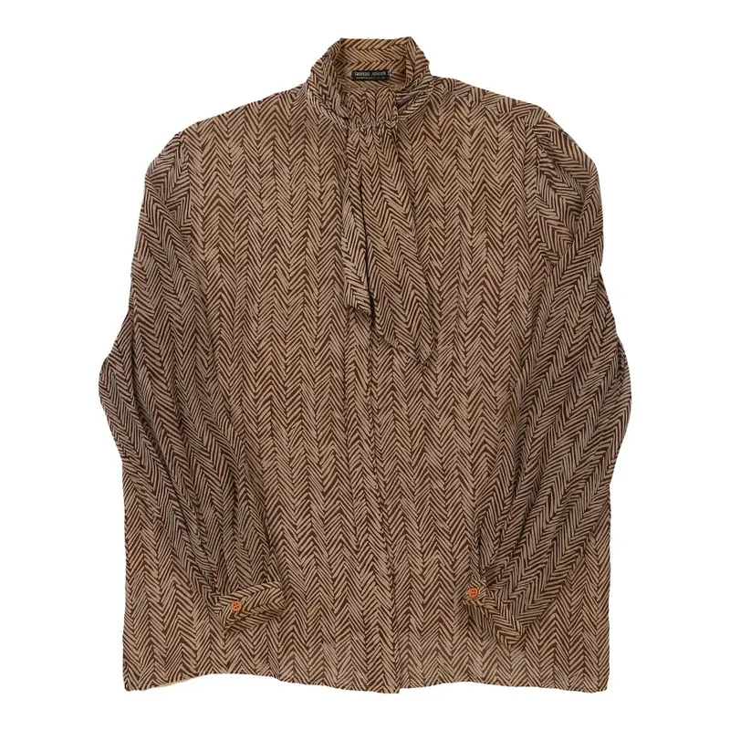 Giorgio Armani Blouse - Large Brown Polyester | Size: large