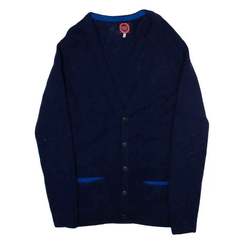 JOULES Mens Cardigan Blue V-Neck Tight Knit M