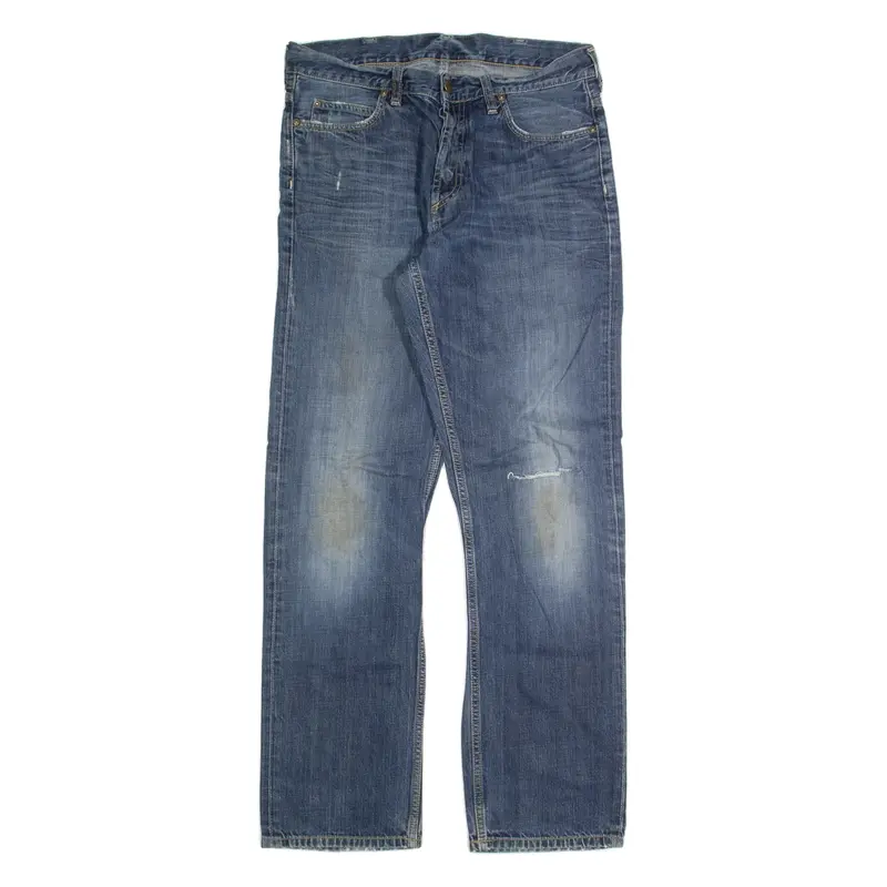 CARHARTT Texas Distressed Mens Jeans Blue Regular Tapered Stone Wash W30 L32