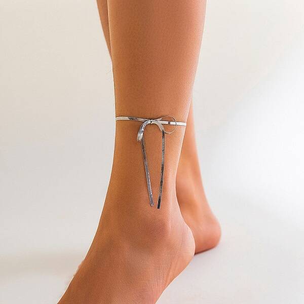 Bowknot Alloy Snake Chain Anklets