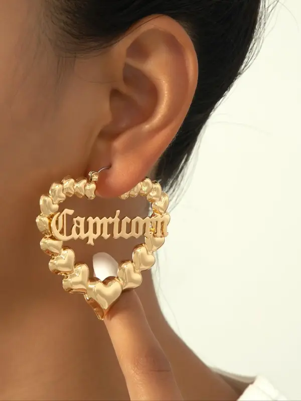 Fashionable Heart Design Constellation Dangle Earrings, Fashion Large Jewelry for Party, Daily Clothing Decor, Trendy All-mat...