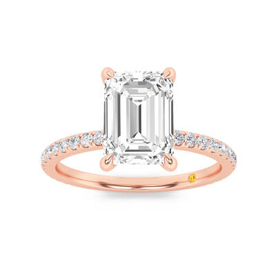 Florence Hidden Halo Emerald Cut Lab Grown Diamond Engagement Ring | 10K Rose Gold 1 7/8 CT. TW.