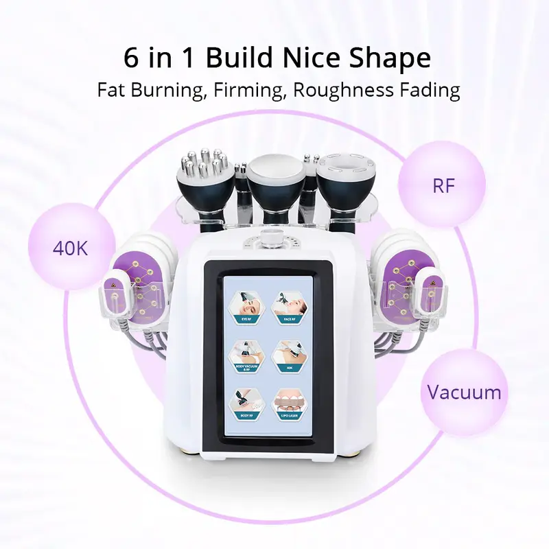 UNOISETION 6 in 1 Ultrasonic 40K Cavitation 2.0 RF Body Slimming Skin Tifhtening Machine for Spa Salon Studio Home Use | MS-2...