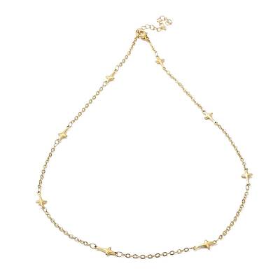 Ion Plating(IP) 304 Stainless Steel Cross Link Chain Necklace
