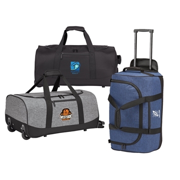 12 Promotional Rolling Carry-On Duffel - Telescoping Handle & ...